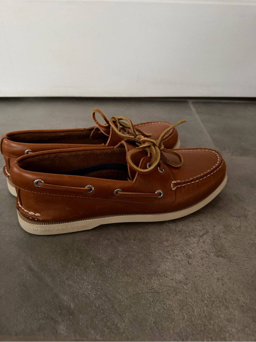 Sperry Men's Authentic Leather Boat Shoes Cognac Brown Size 9